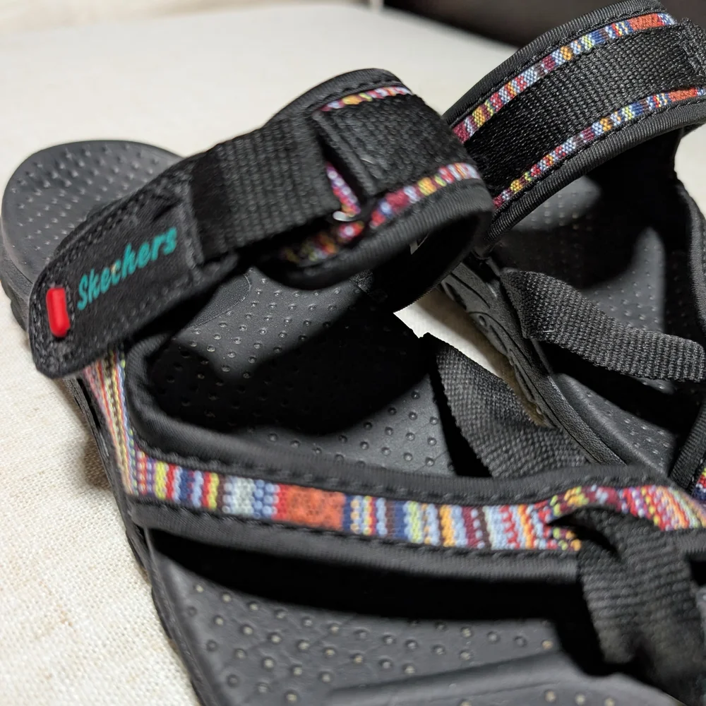 Black Sandals with Multicolor Straps - Picture 3 of 5